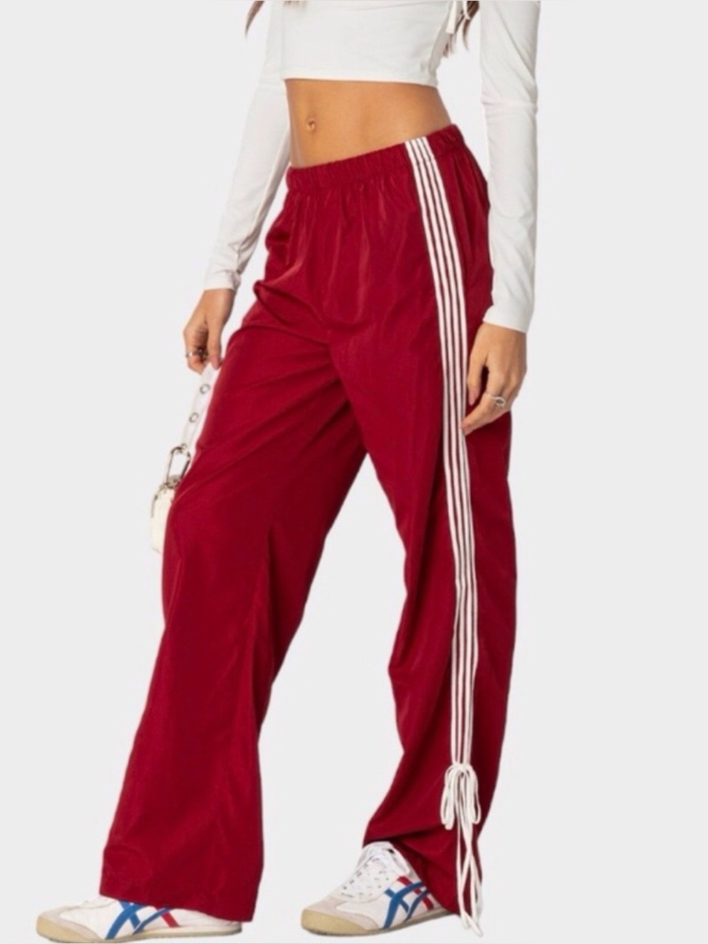 Edikted NWT Size X-Large Red Track Pants Y2K Style Lounge Stripes Pull On